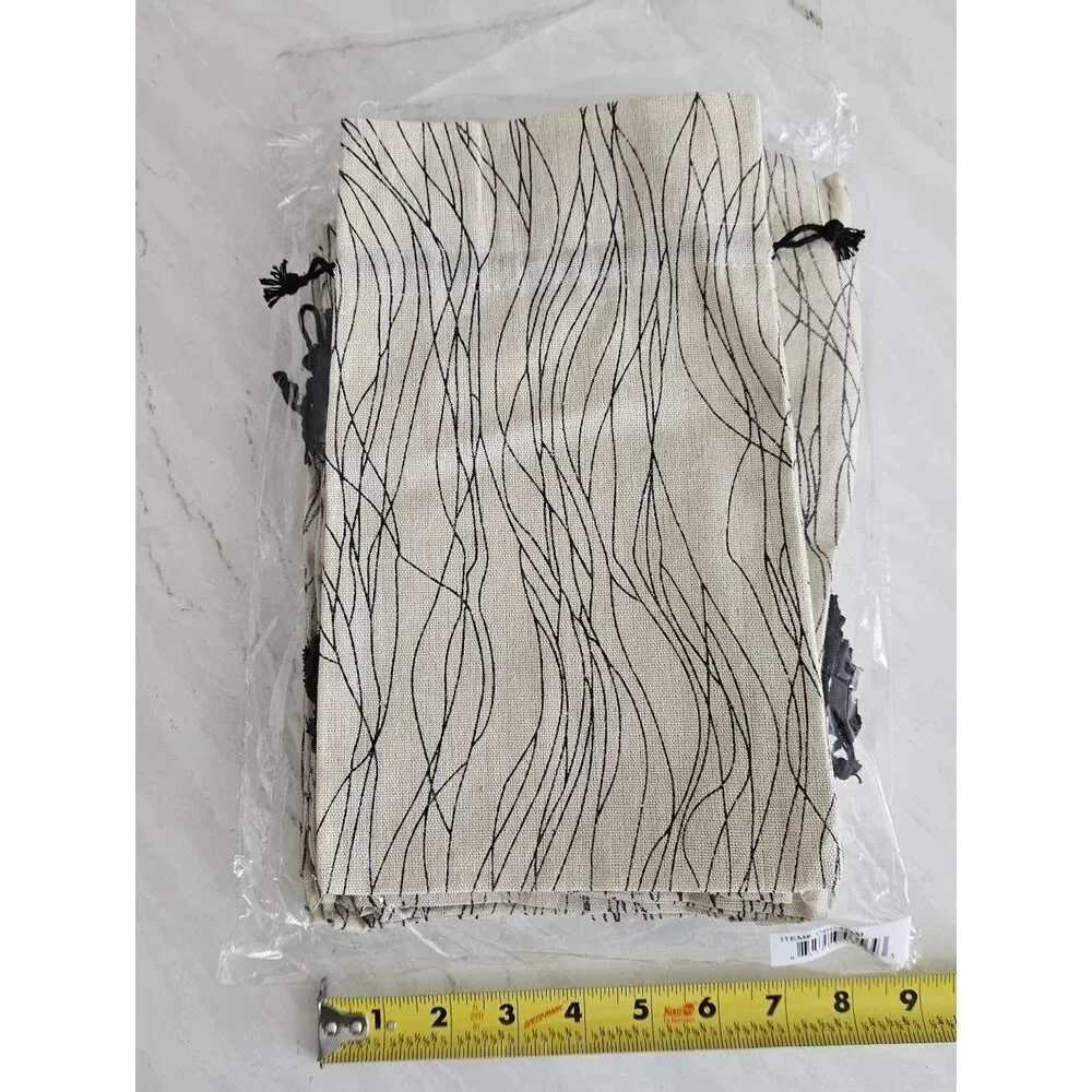 Beige and Black Drawstring Pouch Set Of 20 Large Size